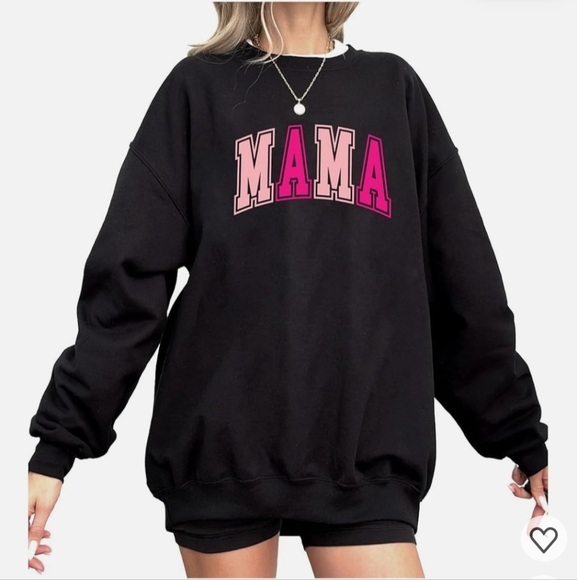 Black 'MAMA' Sweatshirt with Pink Lettering - Picture 2 of 7